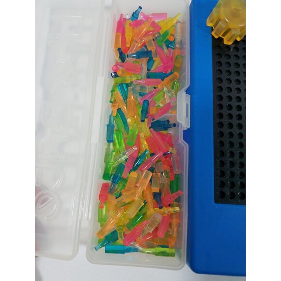 Travel Lite Brite Hasbro 2014 shaped Pegs blue unit w/ Green & clear Case #1786 - Picture 5 of 12